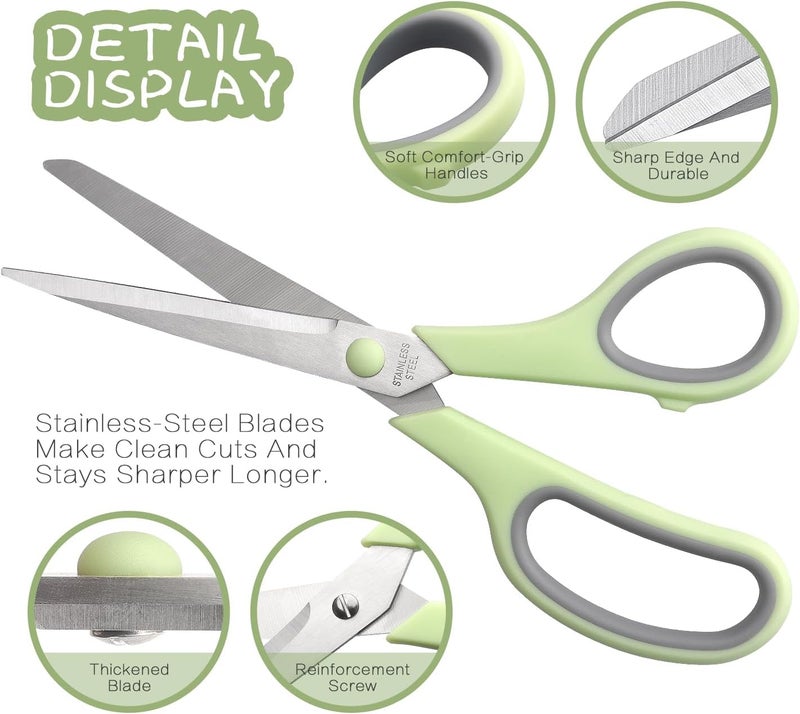 LONGKEY Scissors 8.5 Inch scissors all purpose Bulk Set of 3, Scissors for Office Home School Craft Supplies, Soft Comfort-Grip Right/Left Hand, Gray - Image 3